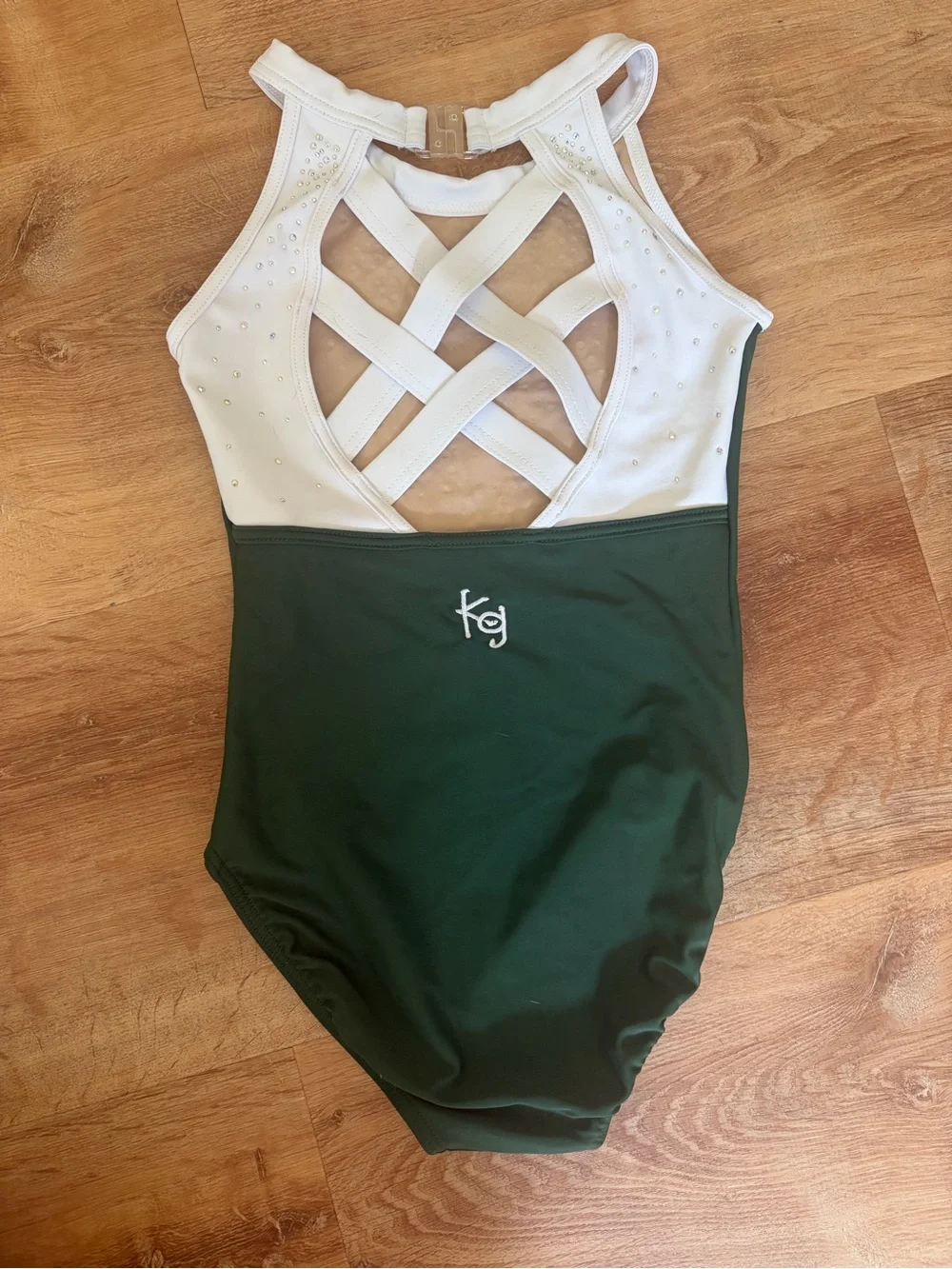Little Stars x KG CM Gymnastics Leotard Green with Stones